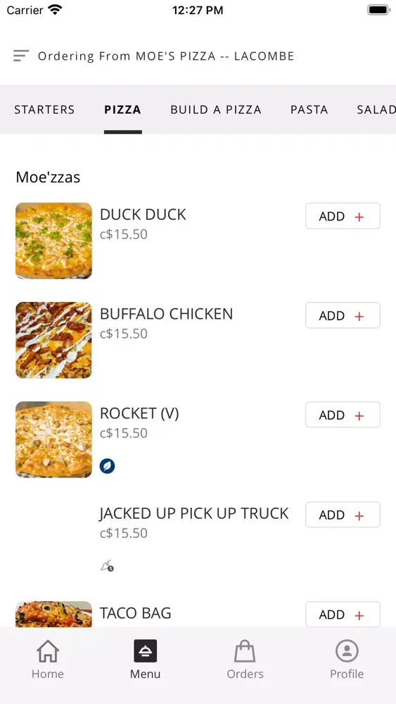 Tangkapan skrin MOES PIZZA