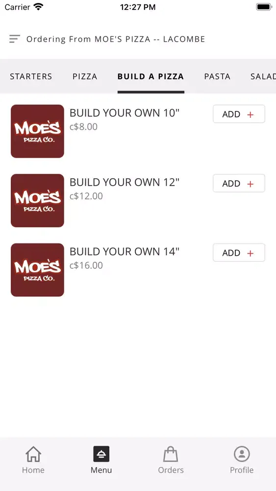 Tangkapan skrin MOES PIZZA
