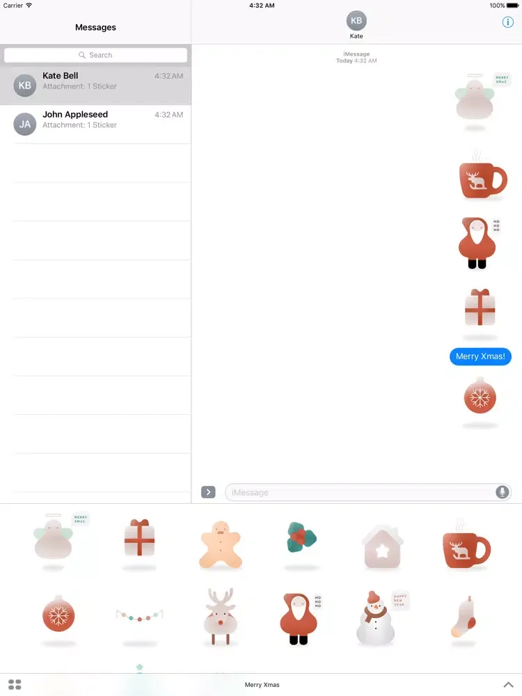 Tangkapan skrin Minimal Christmas Stickers - Stickers For iMessage iPad 