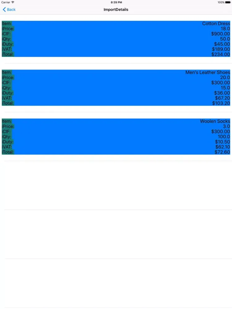 Customs Duty Calculator iPad  스크린샷