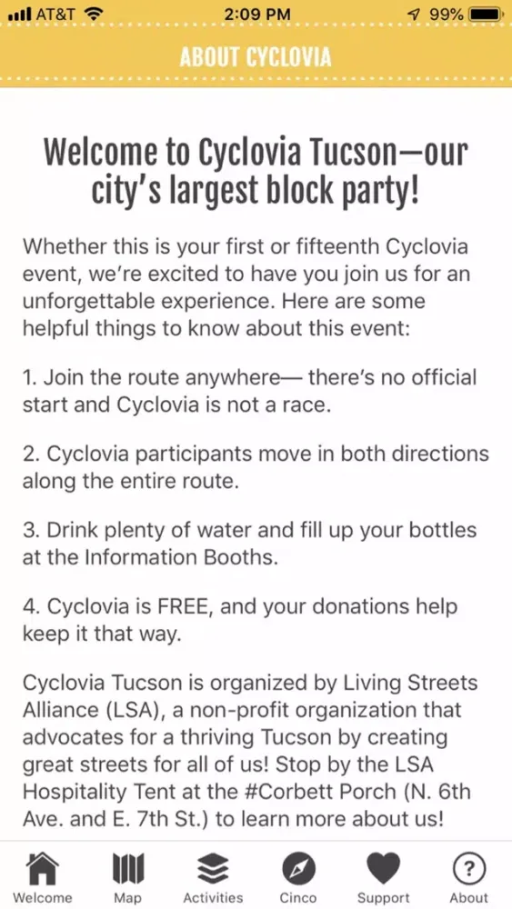 ภาพหน้าจอของ Cyclovia Tucson