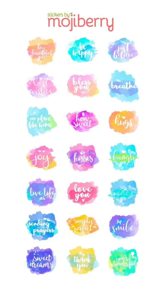 Watercolor Stickers by Mojiberry Ekran Görüntüleri