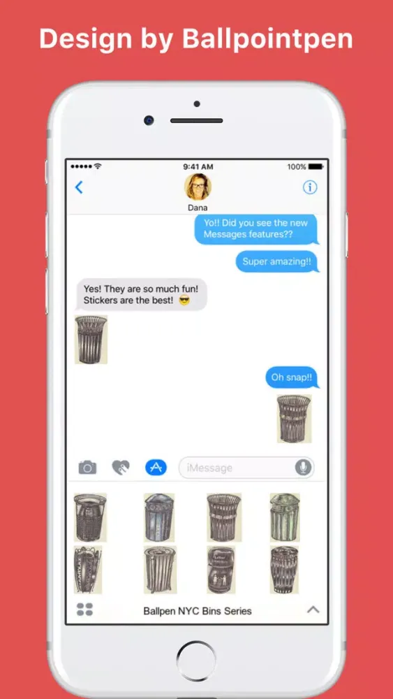 Ballpen NYC Bins Series stickers for iMessage سکرین شاٹس