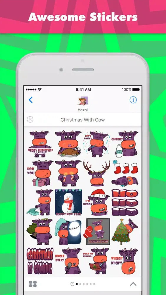 ภาพหน้าจอของ Christmas With Cow stickers by Hazal
