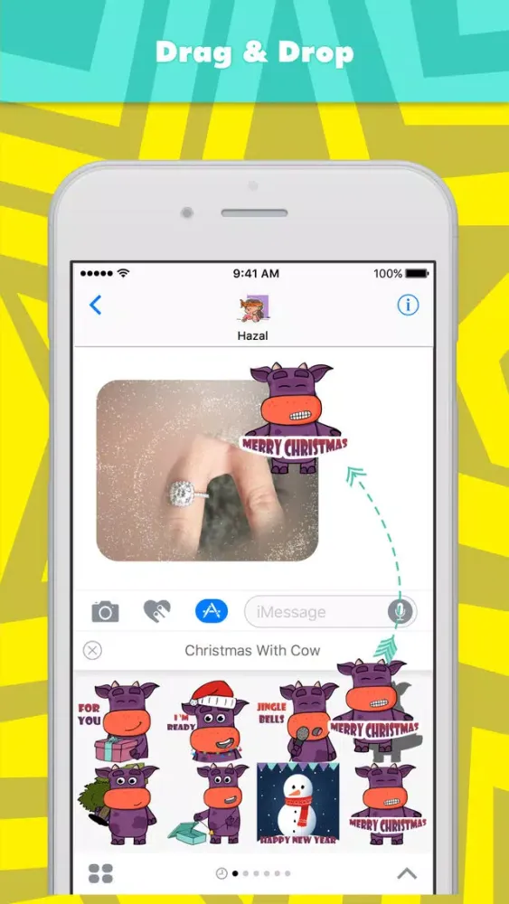 ภาพหน้าจอของ Christmas With Cow stickers by Hazal