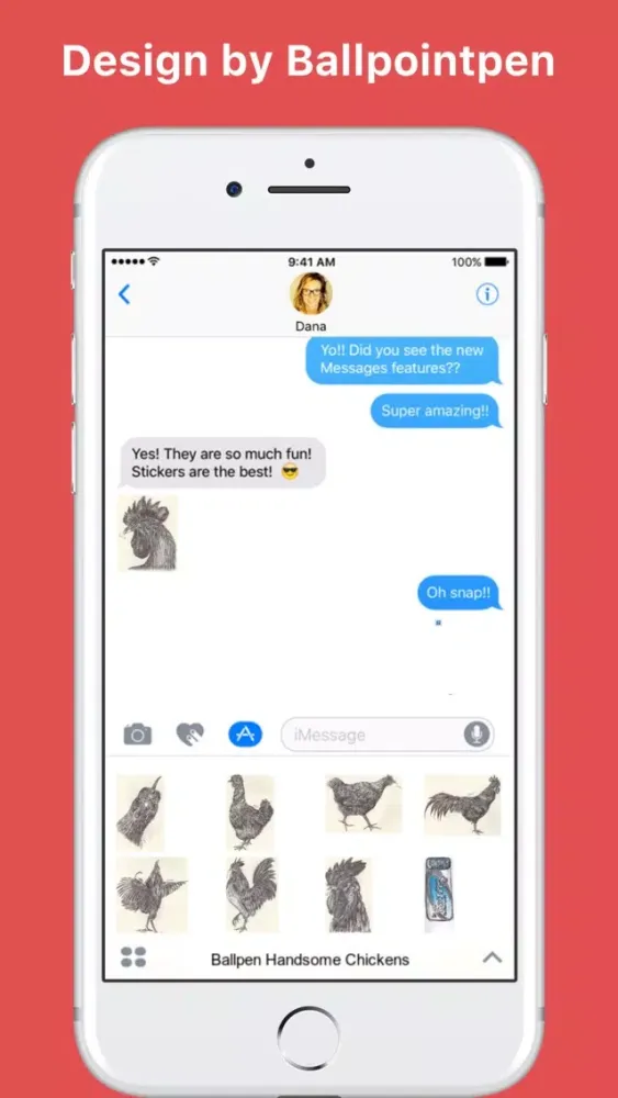 Ballpen Handsome Chickens stickers for iMessage应用截图