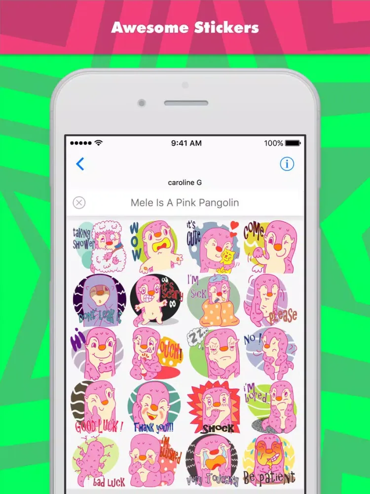 تصاویر Mele Is A Pink Pangolin stickers by caroline G iPad 