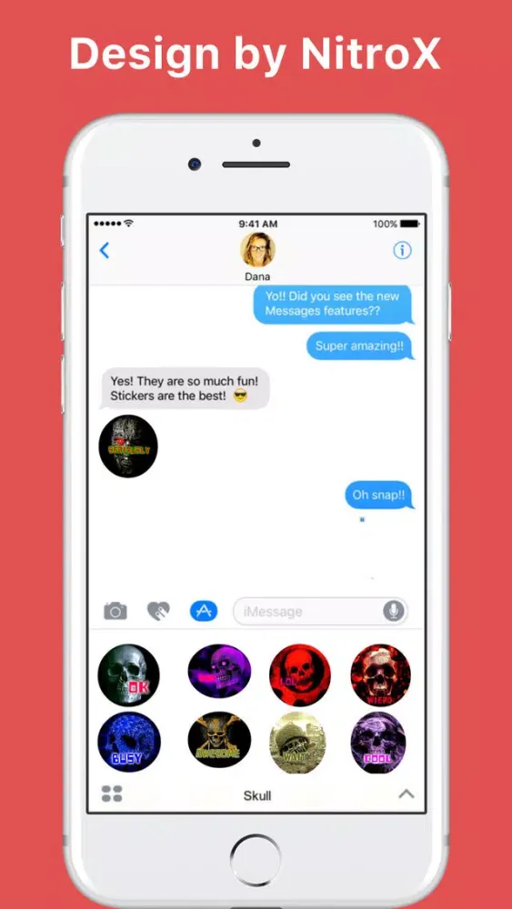 Skull stickers by NitroX for iMessage Ekran Görüntüleri