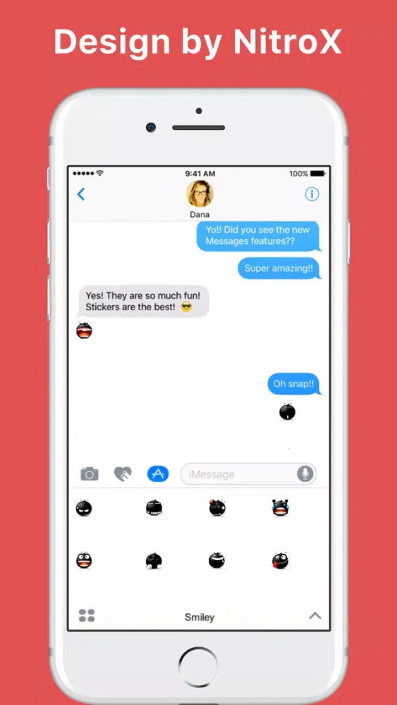 Smiley stickers by NitroX for iMessage Screenshots