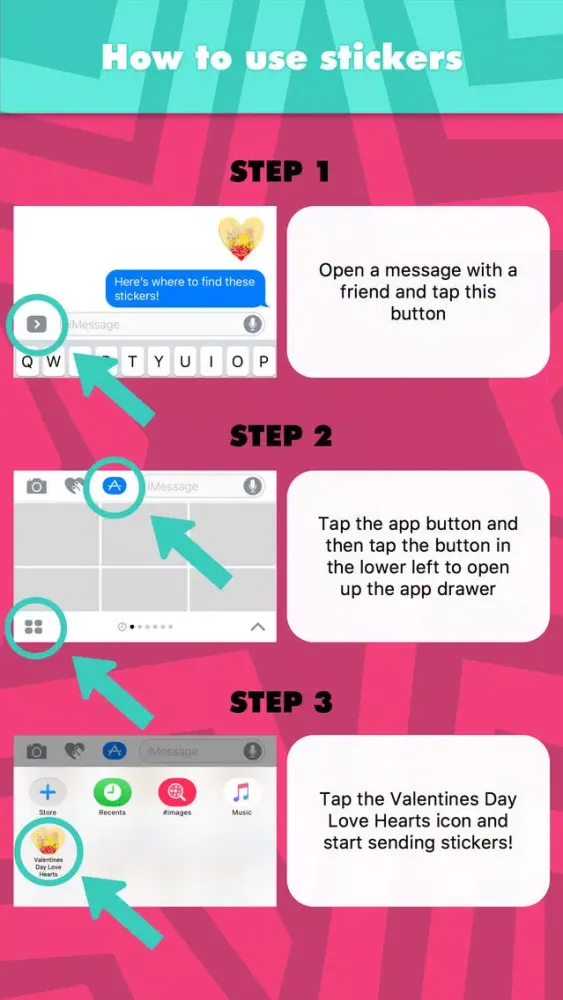 Скриншоты Valentines Day Love Hearts stickers for iMessage