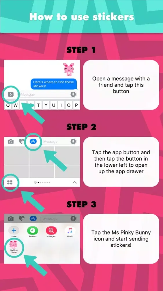 Capturas de pantalla de Ms Pinky Bunny stickers by Sonam