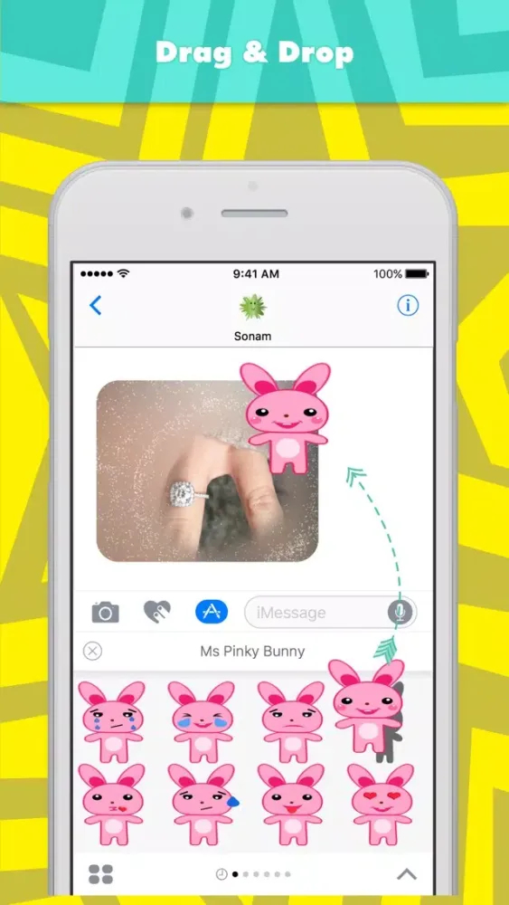Capturas de pantalla de Ms Pinky Bunny stickers by Sonam