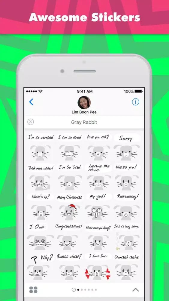 Capturas de tela do Gray Rabbit stickers by wenpei