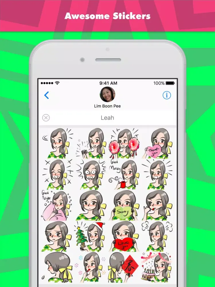 Leah stickers by wenpei iPad  스크린샷