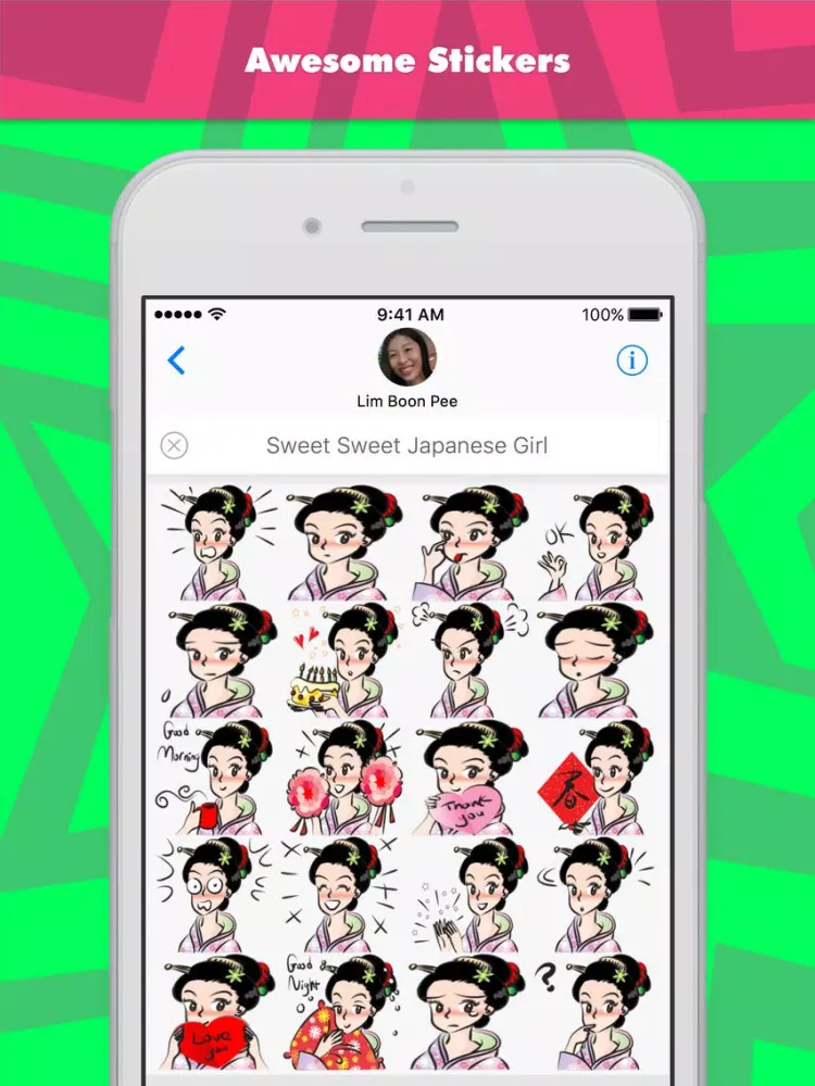 Sweet Sweet Japanese Girl stickers by wenpei iPad  スクリーンショット