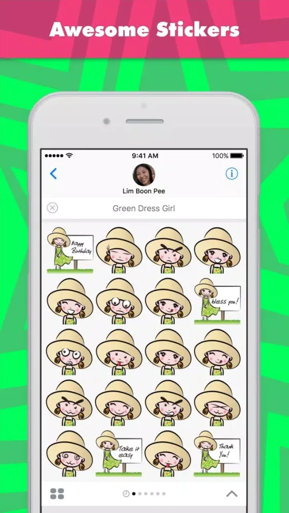ภาพหน้าจอของ Green Dress Girl stickers by wenpei