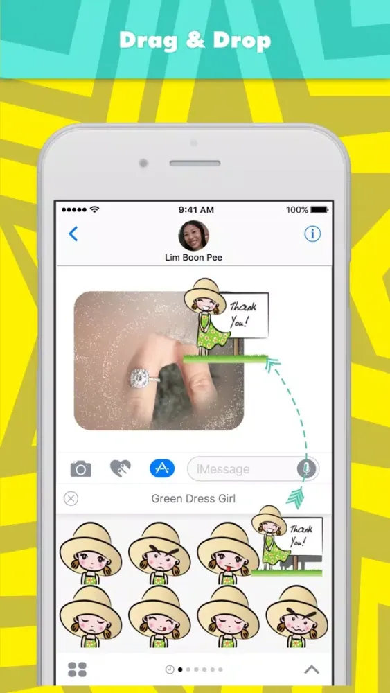 ภาพหน้าจอของ Green Dress Girl stickers by wenpei