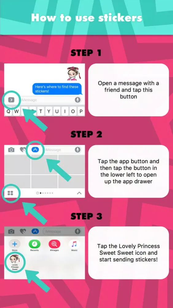 Capturas de tela do Lovely Princess Sweet Sweet stickers by wenpei