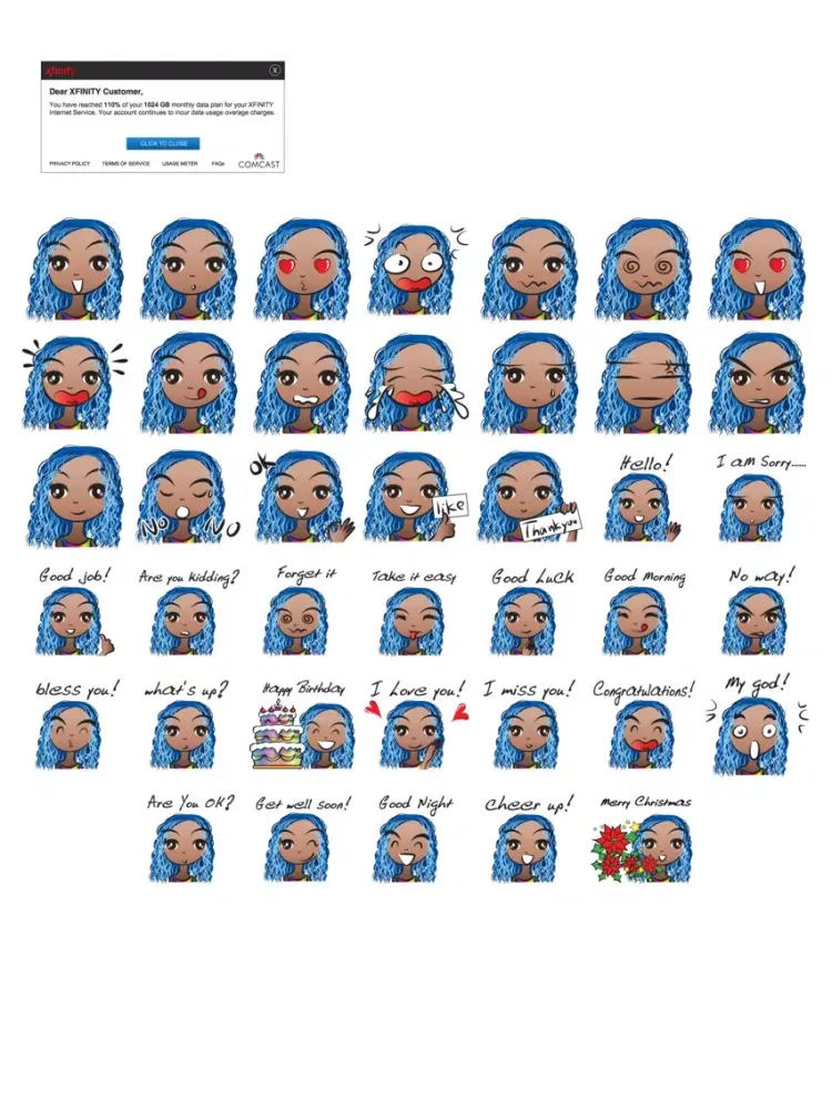 Captures d'écran de Blue Hair Beauty stickers by wenpei iPad 