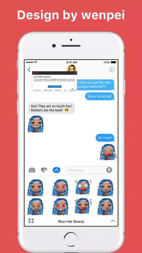 Captures d'écran de Blue Hair Beauty stickers by wenpei