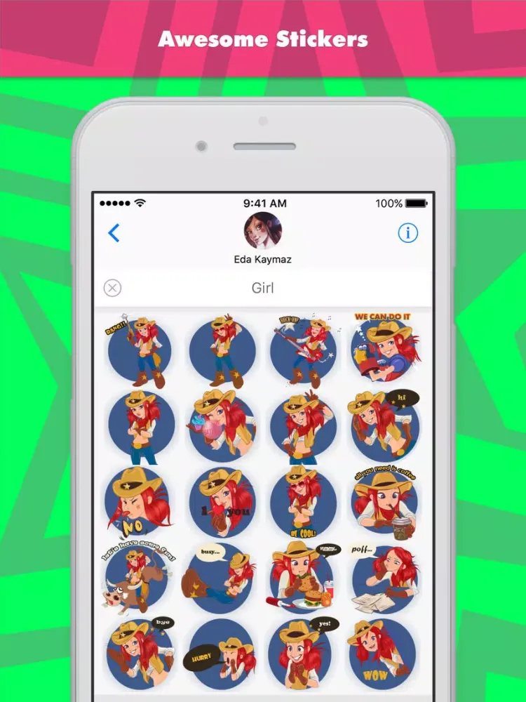 Tangkapan skrin Girl stickers by Eda Kaymaz iPad 