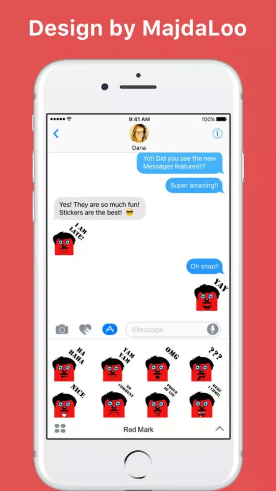 Red Mark stickers by MajdaLoo for iMessage Ekran Görüntüleri