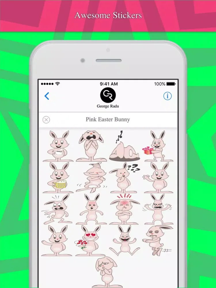 Pink Easter Bunny stickers by Jo iPad  스크린샷