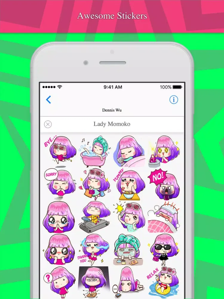 Capturas de pantalla de Lady Momoko stickers by Dennis Wu iPad 