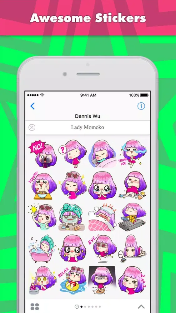 Capturas de pantalla de Lady Momoko stickers by Dennis Wu