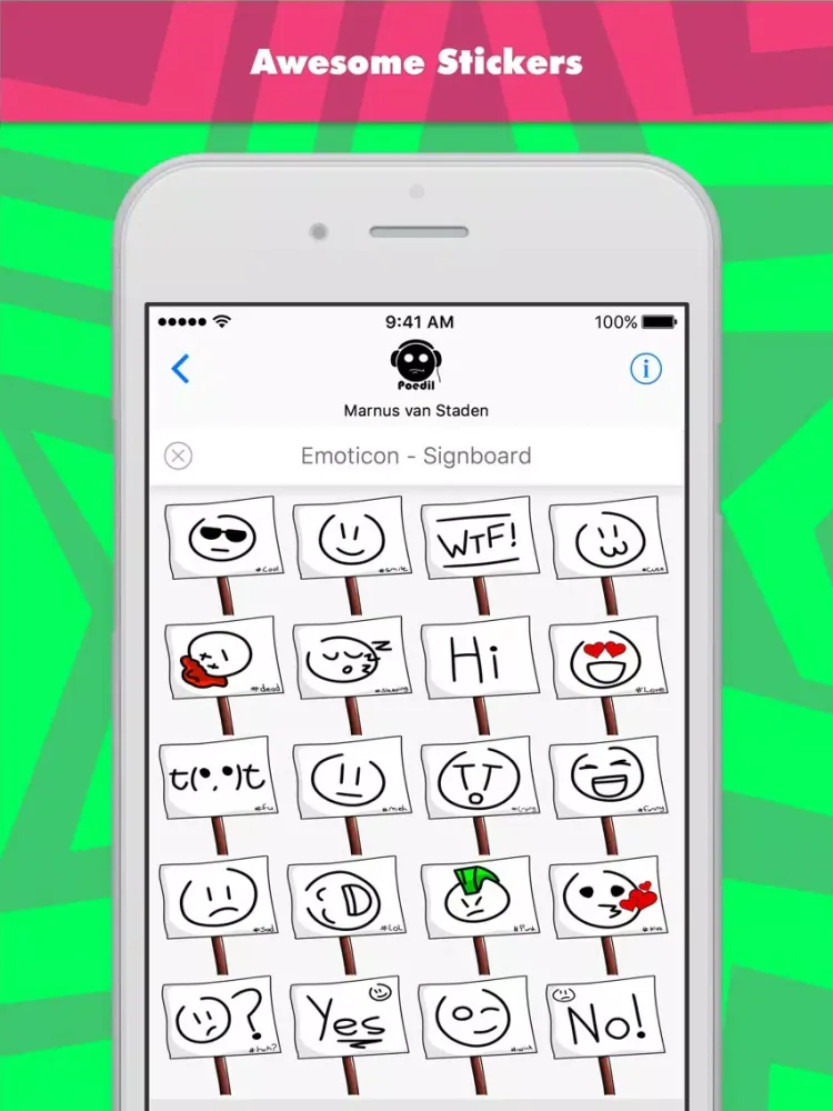 صور Emoticon - Signboard stickers by Poedil iPad 