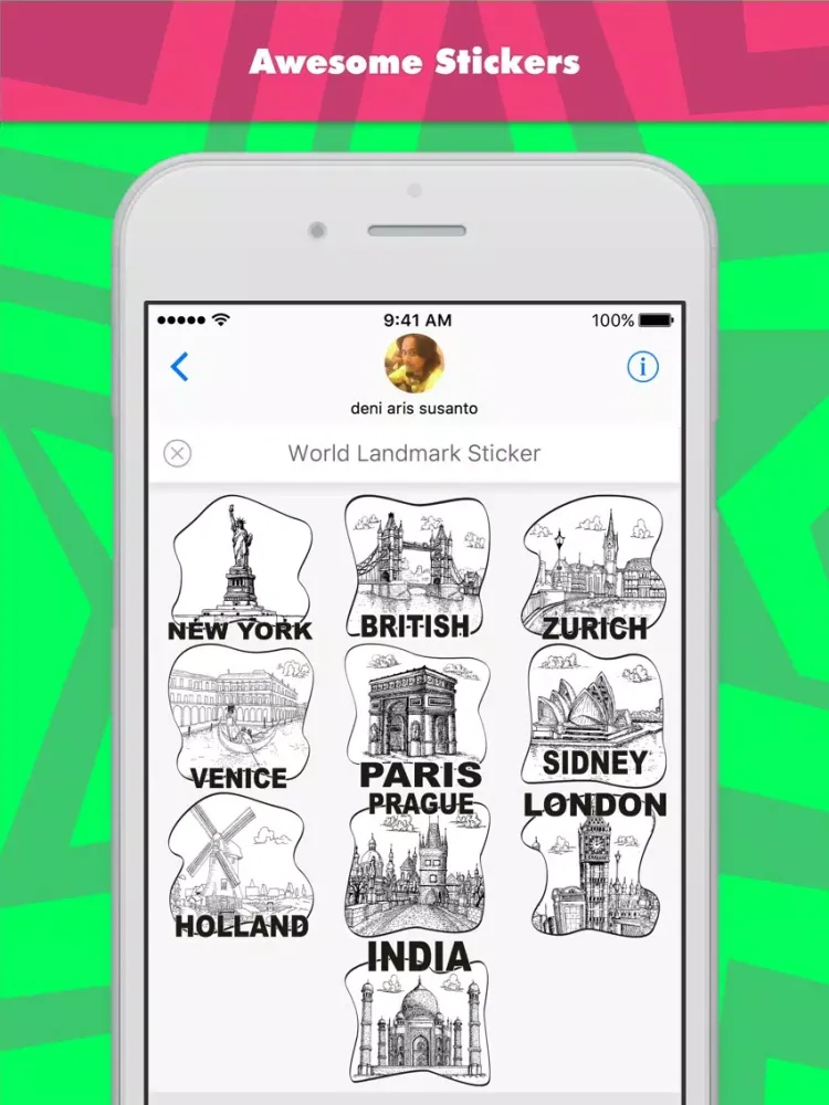 صور World Landmark Sticker stickers for iMessage iPad 