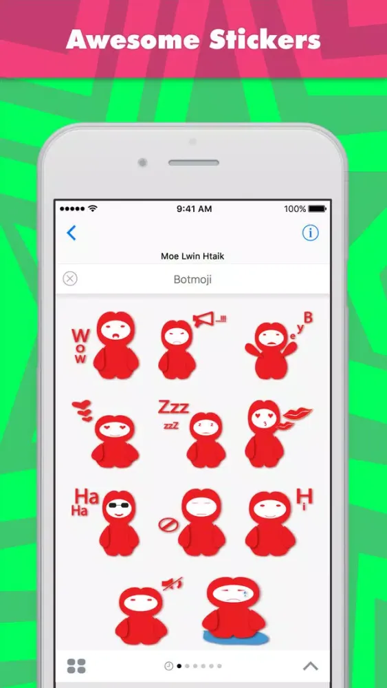 Capturas de pantalla de Botmoji stickers by Moe Lwin Htaik