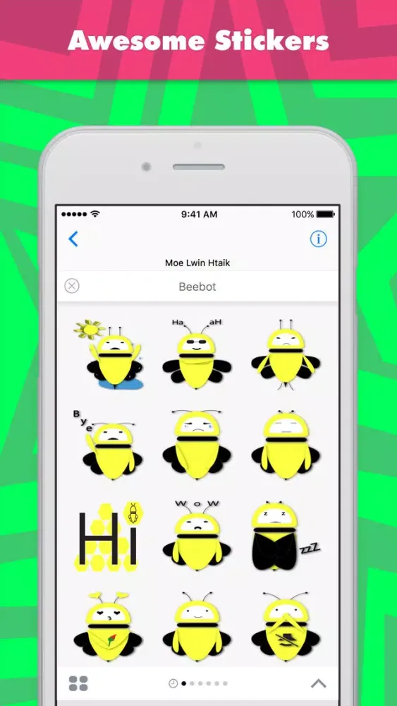 Beebot stickers by Moe Lwin Htaik سکرین شاٹس