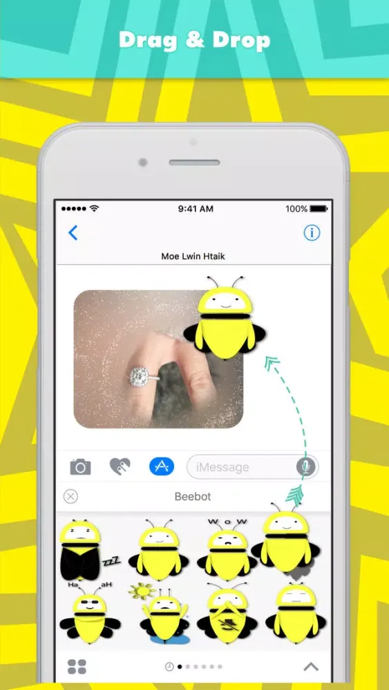 Beebot stickers by Moe Lwin Htaik سکرین شاٹس