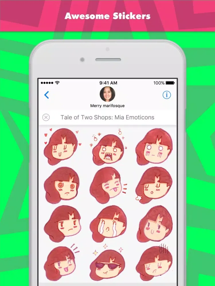 Tale of Two Shops: Mia Emoticons stickers iPad  Screenshots