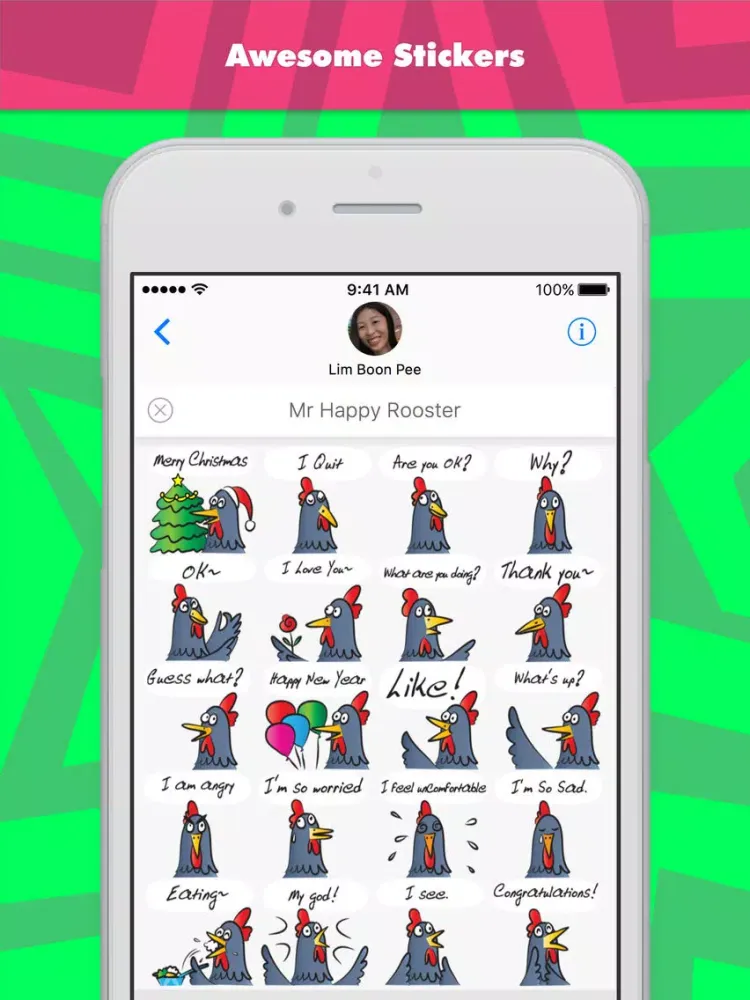 Mr Happy Rooster stickers by wenpei iPad  Screenshots