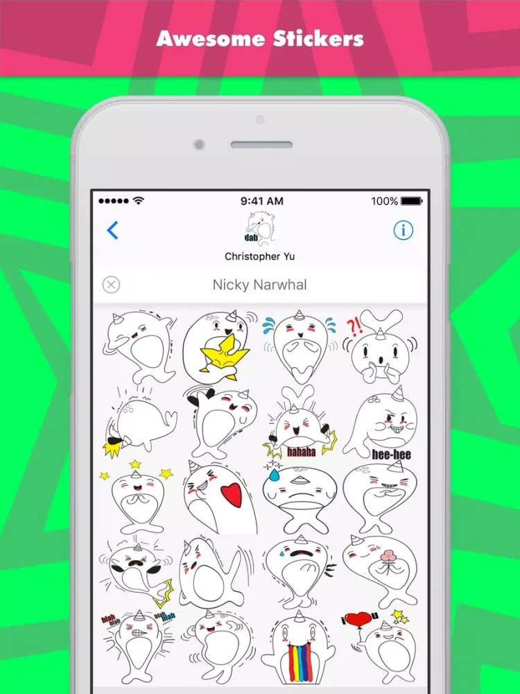 Nicky Narwhal stickers by LuYu Stickers iPad  Screenshots