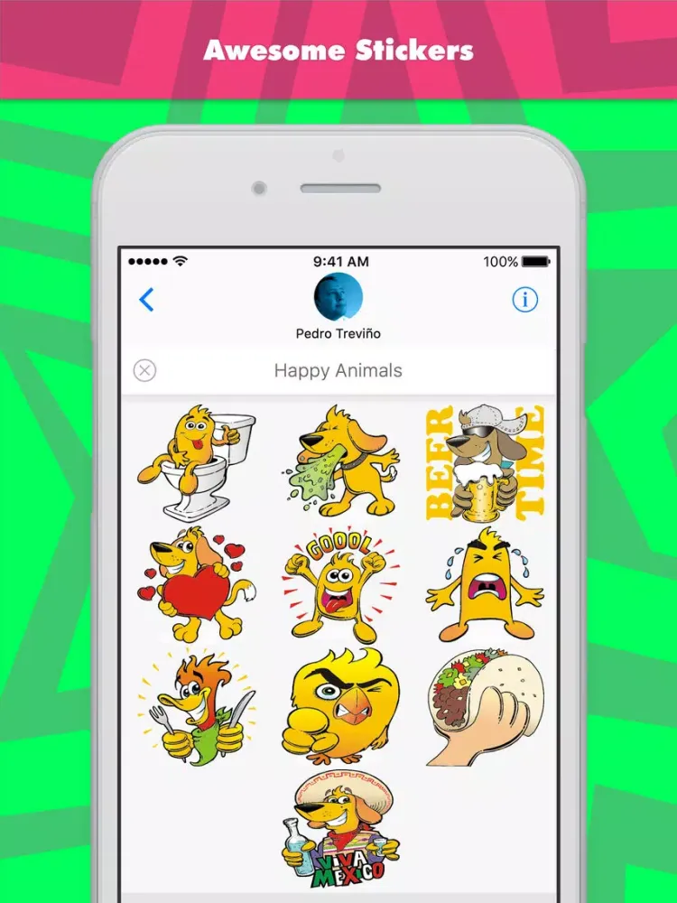 صور Happy Animals stickers by Pedro Treviño iPad 