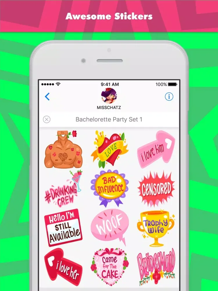 Bachelorette Party Set 1 stickers by MissChatZ iPad  Screenshots