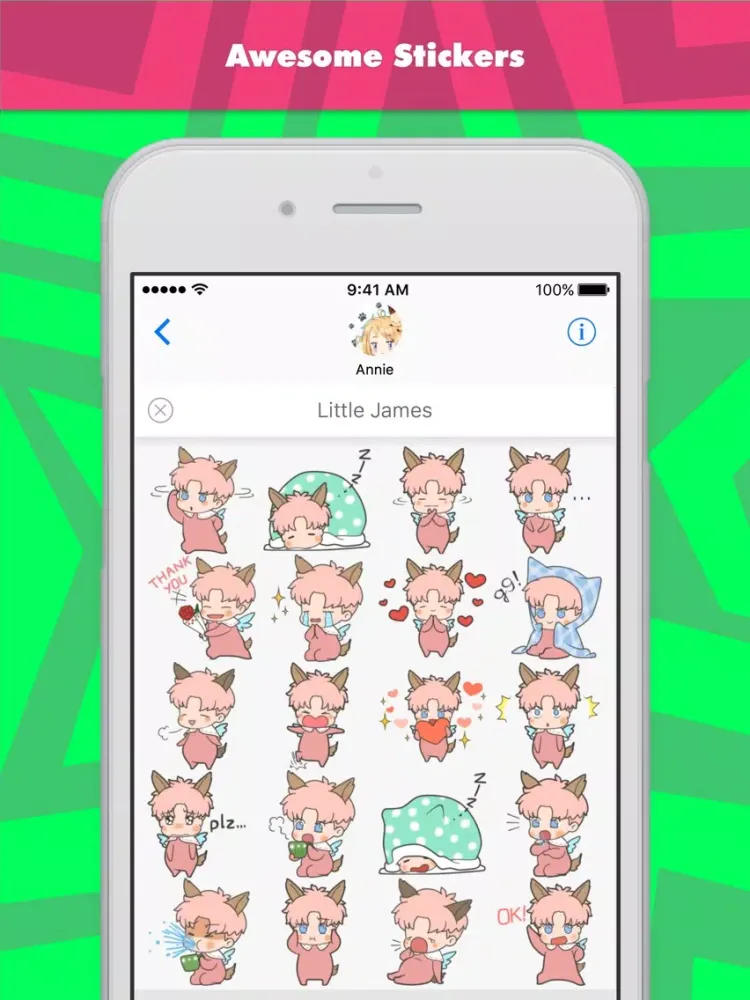 Little James stickers by Annie for iMessage iPad  Screenshots
