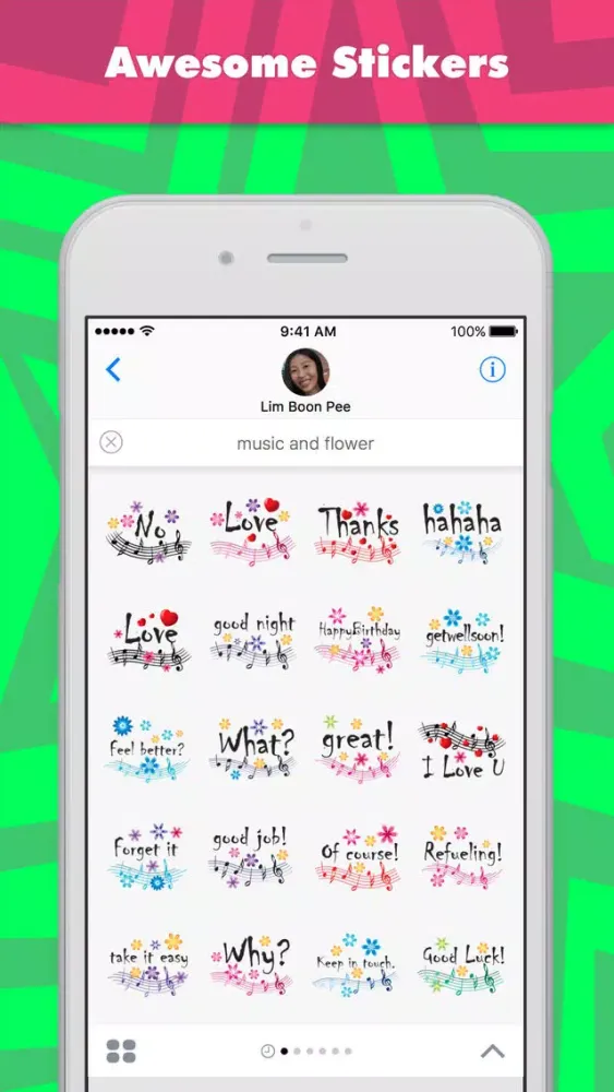 Tangkapan layar music and flower stickers by wenpei