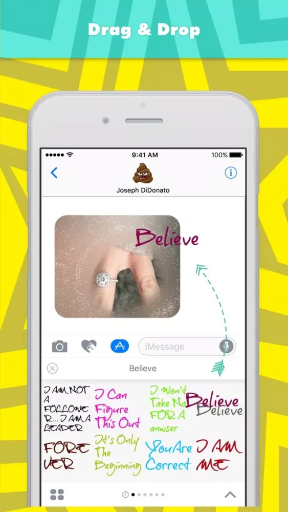 Capturas de tela do Believe stickers by Joemoji