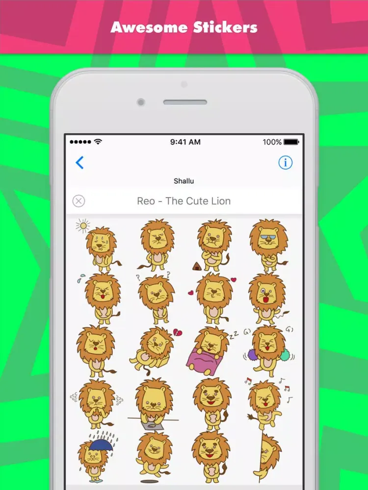 Reo - The Cute Lion stickers iPad  Screenshots