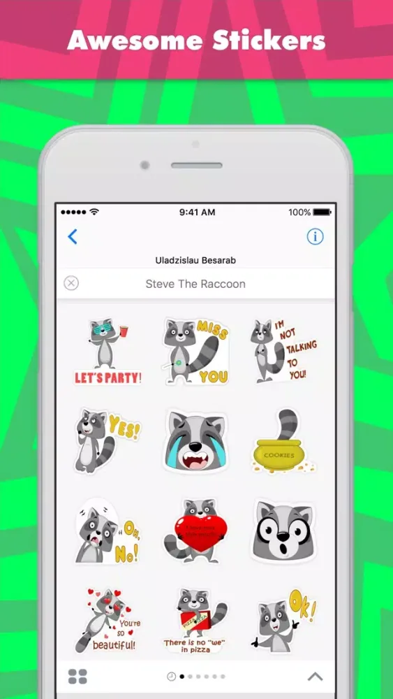 Captures d'écran de Steve The Raccoon stickers by Uladzislau Besarab