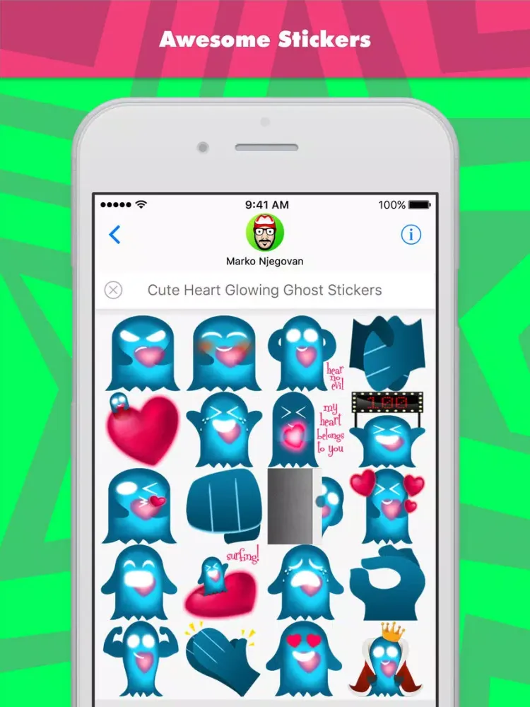 Captures d'écran de Cute Heart Glowing Ghost Stickers stickers iPad 