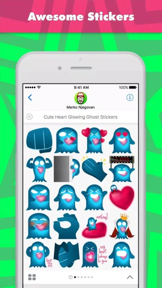 Captures d'écran de Cute Heart Glowing Ghost Stickers stickers