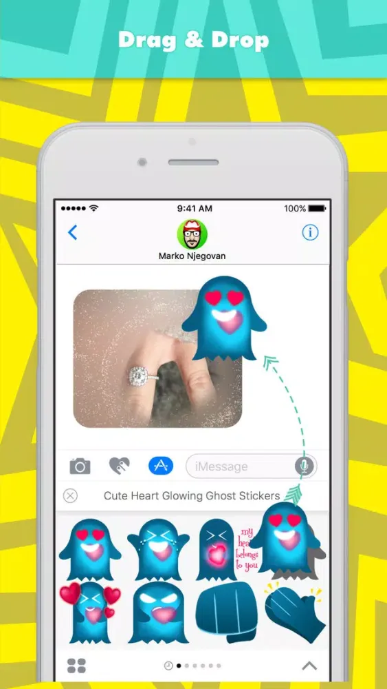 Captures d'écran de Cute Heart Glowing Ghost Stickers stickers