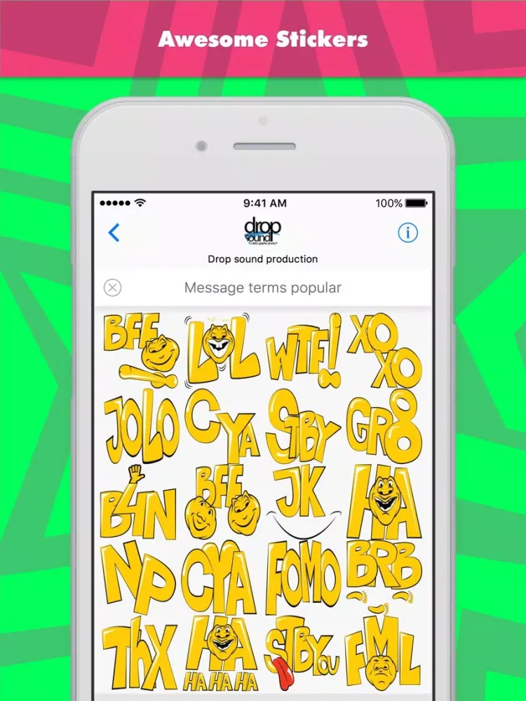 Message terms popular stickers by drop sound iPad  স্ক্রিনশট