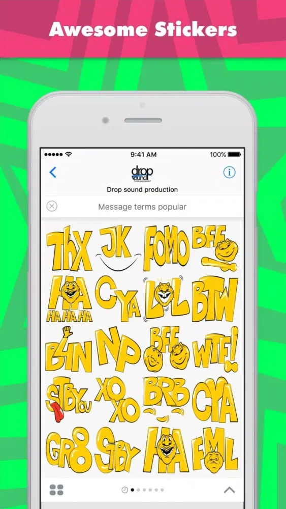 Message terms popular stickers by drop sound স্ক্রিনশট