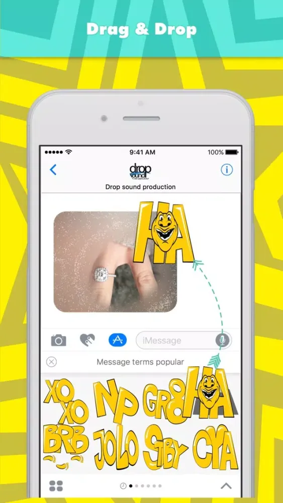 Message terms popular stickers by drop sound স্ক্রিনশট
